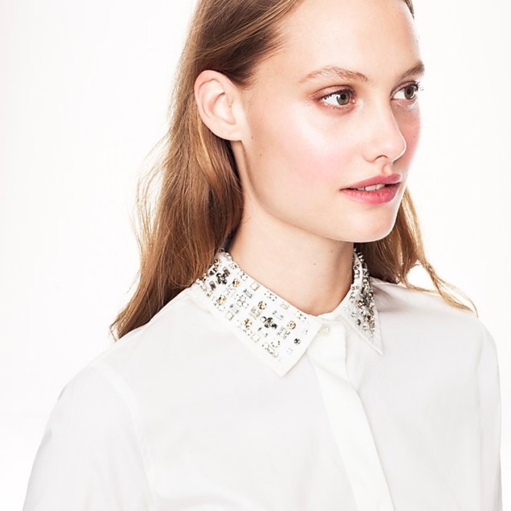 J. Crew Jeweled-collar Blouse